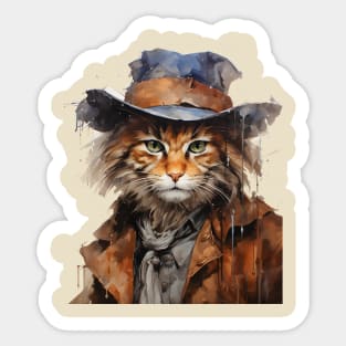Ginger Cat Wearing a Cowboy Hat Sticker
